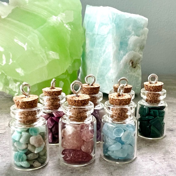 Malachite Crystal Specimen Bottle Necklace - Picture 7 of 8